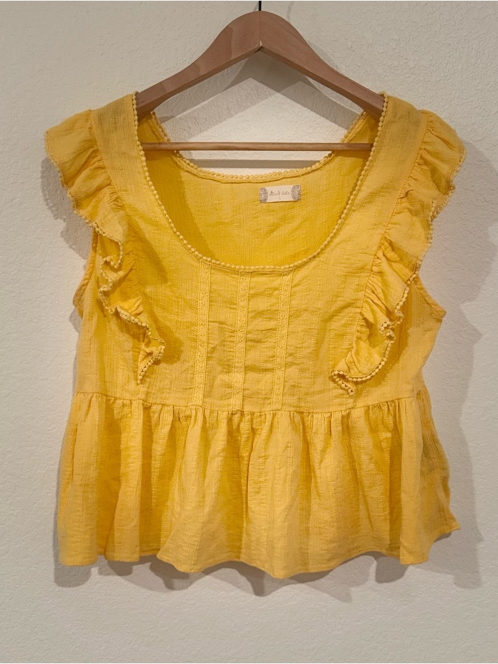 Altar'd State Yellow Ruffle Peplum Blouse